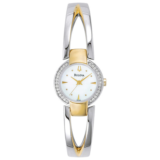 Front view of Bulova Crystal Women's Japanese Quartz (Battery-Powered) Watch 98V08