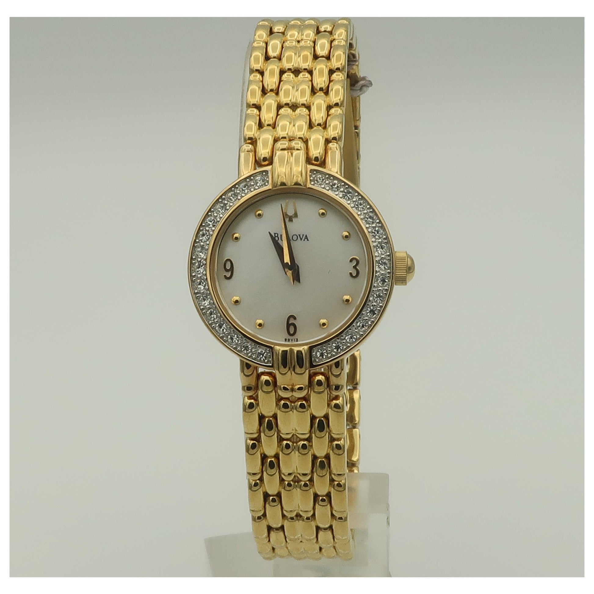Front view of Bulova Crystal Women's Quartz Watch 98V13-PO