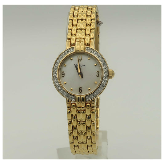 Front view of Bulova Crystal Women's Quartz Watch 98V13-PO