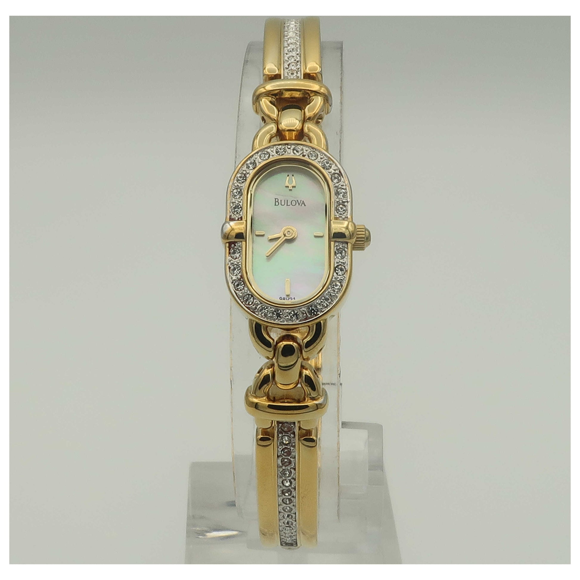 Front view of Bulova Crystal Women's Quartz Watch 98V21-PO