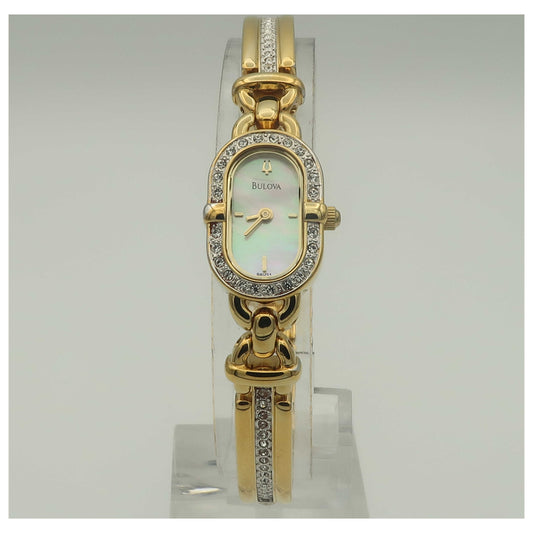 Front view of Bulova Crystal Women's Quartz Watch 98V21-PO
