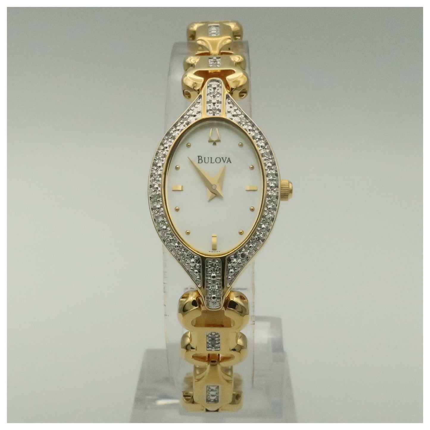 Front view of Bulova Bangle Women's Quartz Watch 98W09-PO