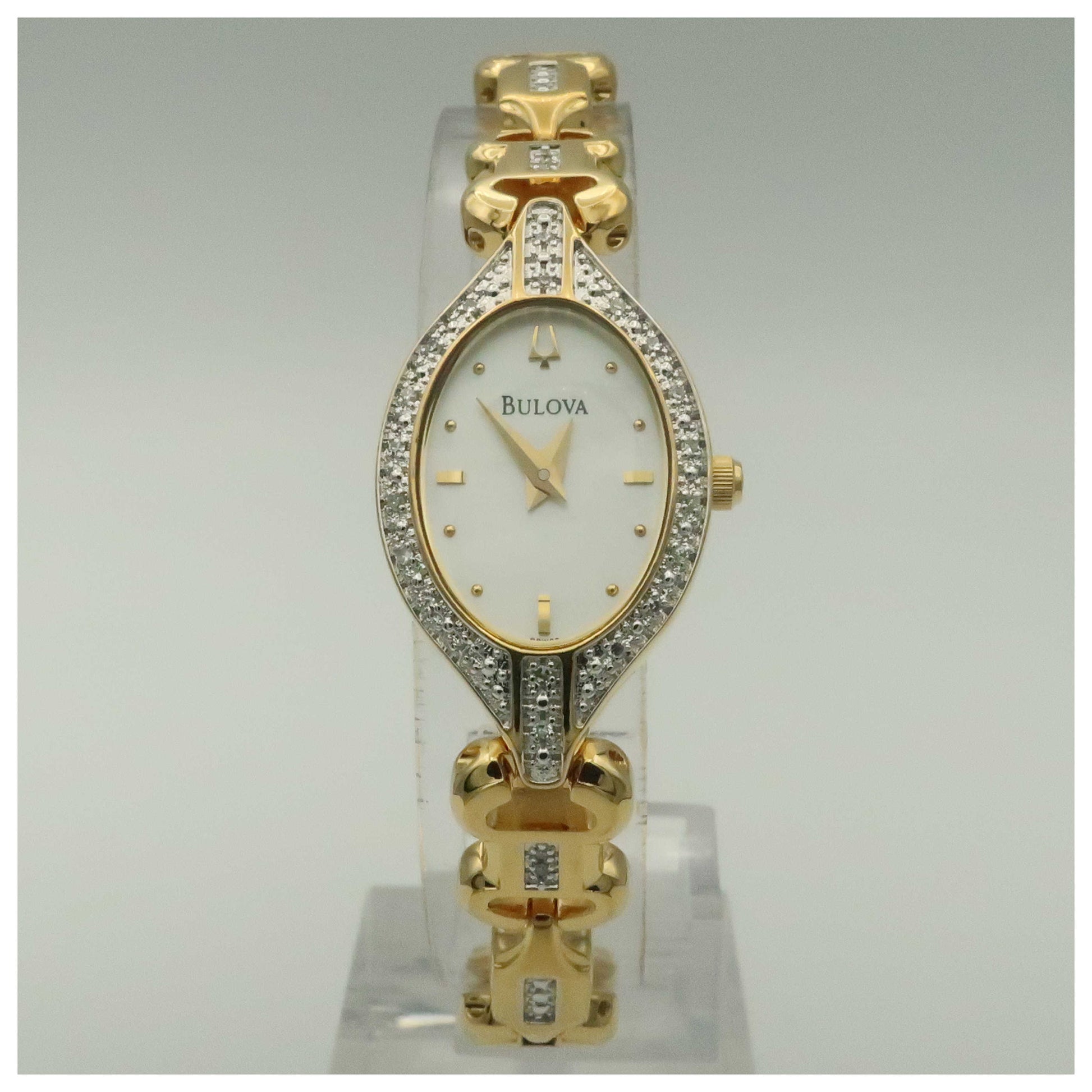 Front view of Bulova Bangle Women's Quartz Watch 98W09-PO