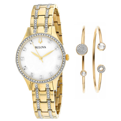 Front view of Bulova Crystal Gift Set Women's Quartz Watch 98X119