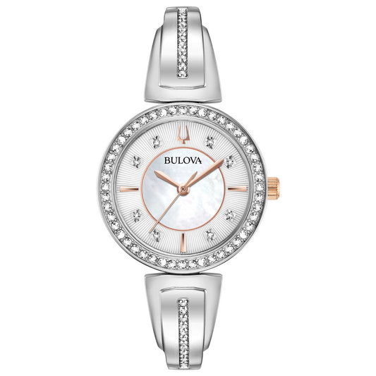 Front view of Bulova Crystal Gift Set Women's Quartz Watch 98X121