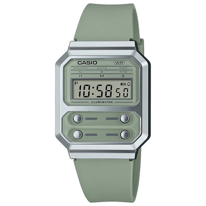 Front view of Casio Retro Vintage Unisex Quartz Watch A100WEF-3AEF