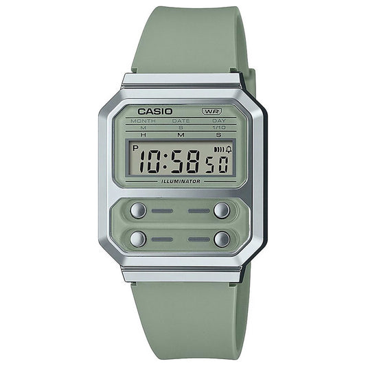 Front view of Casio Retro Vintage Unisex Quartz Watch A100WEF-3AEF
