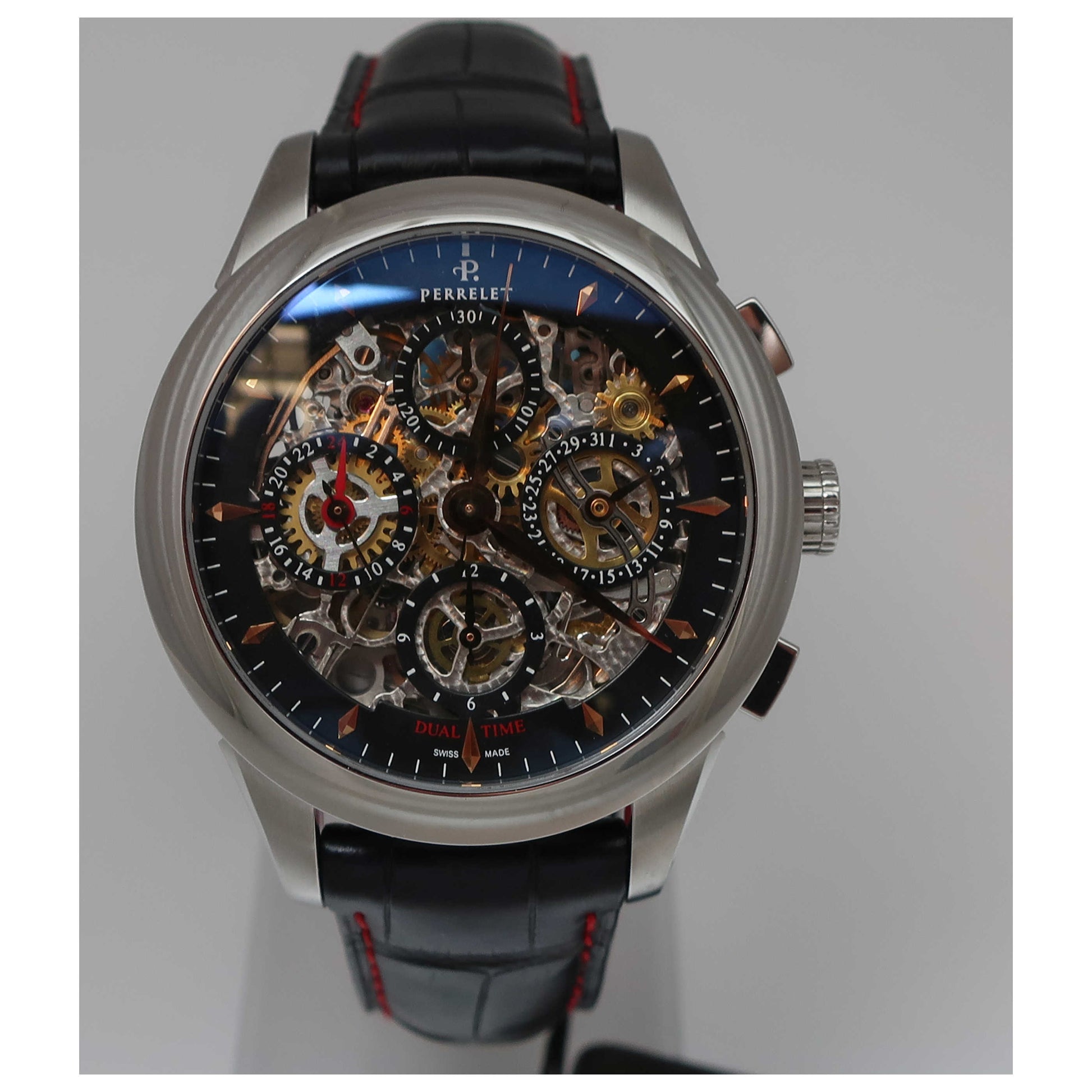 Front view of Perrelet Skeleton Chrono Men's Automatic Watch A1010-9-SD