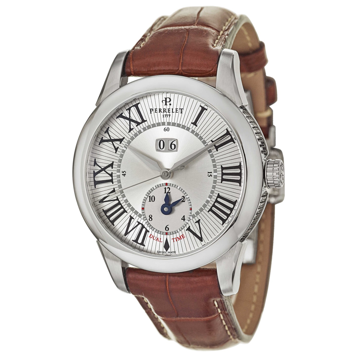 Front view of Perrelet Big Date Dual Time Men's Automatic Watch A1027-1
