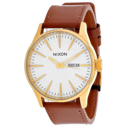 Front view of Nixon Sentry Leather Men's Quartz Watch A105-2621