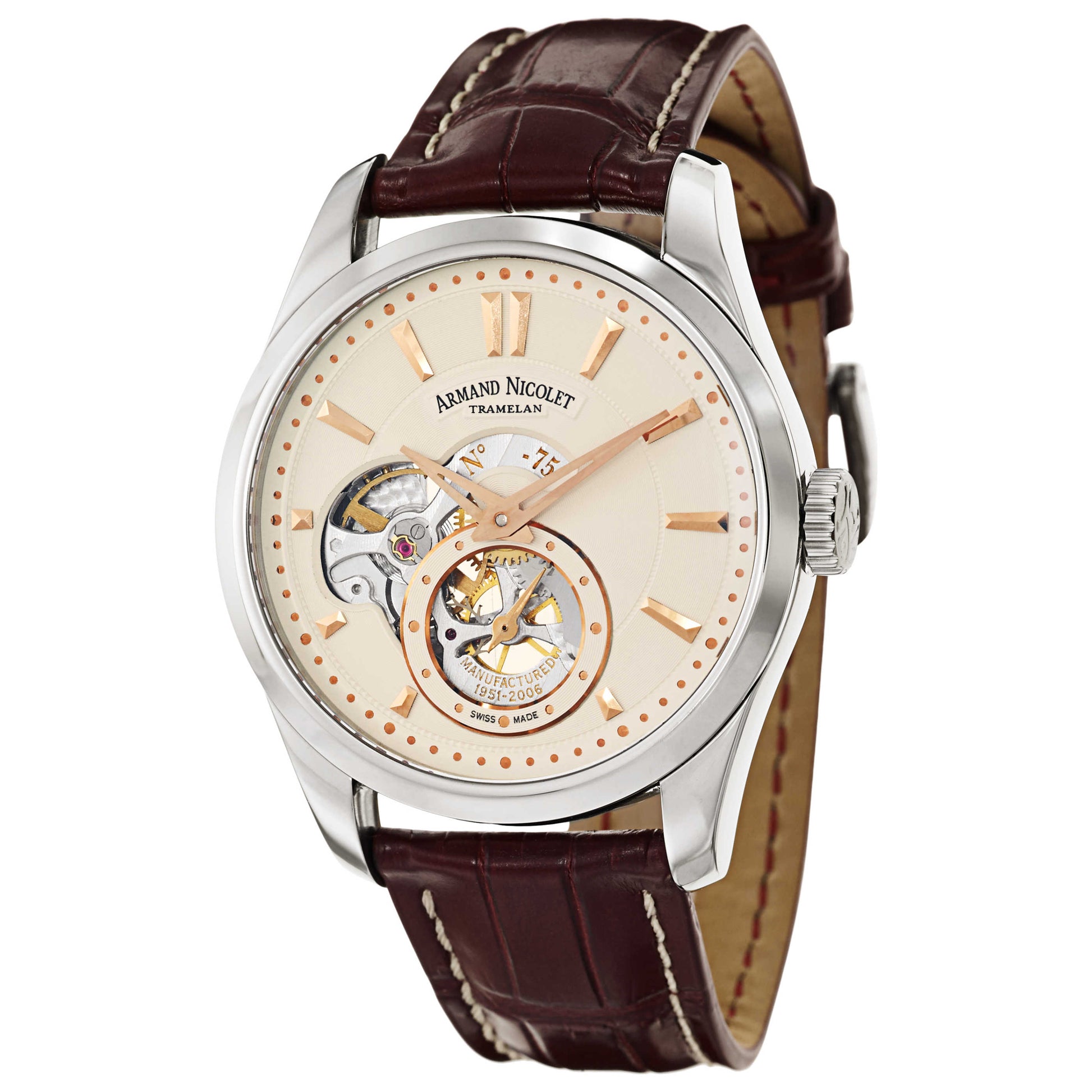 Front view of Armand Nicolet L06 Men's Manual-Wind Watch A130AAA-AS-P713BX2