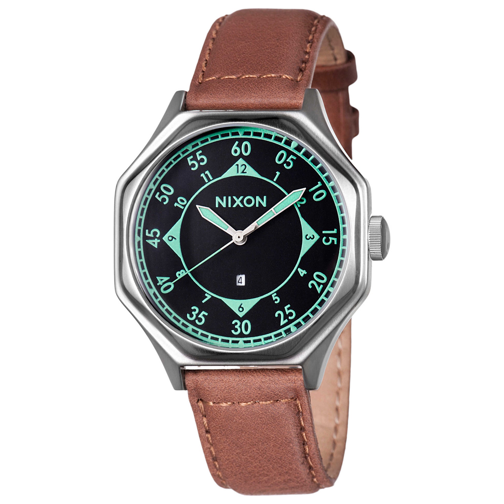 Front view of Nixon The Falcon Leather Men's Japanese Quartz (Battery-Powered) Watch A1961037-00