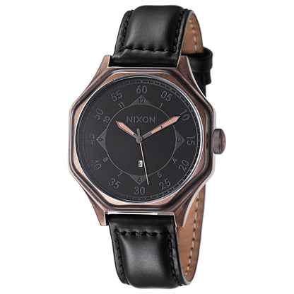 Front view of Nixon The Falcon Leather Men's Japanese Quartz (Battery-Powered) Watch A196872-00
