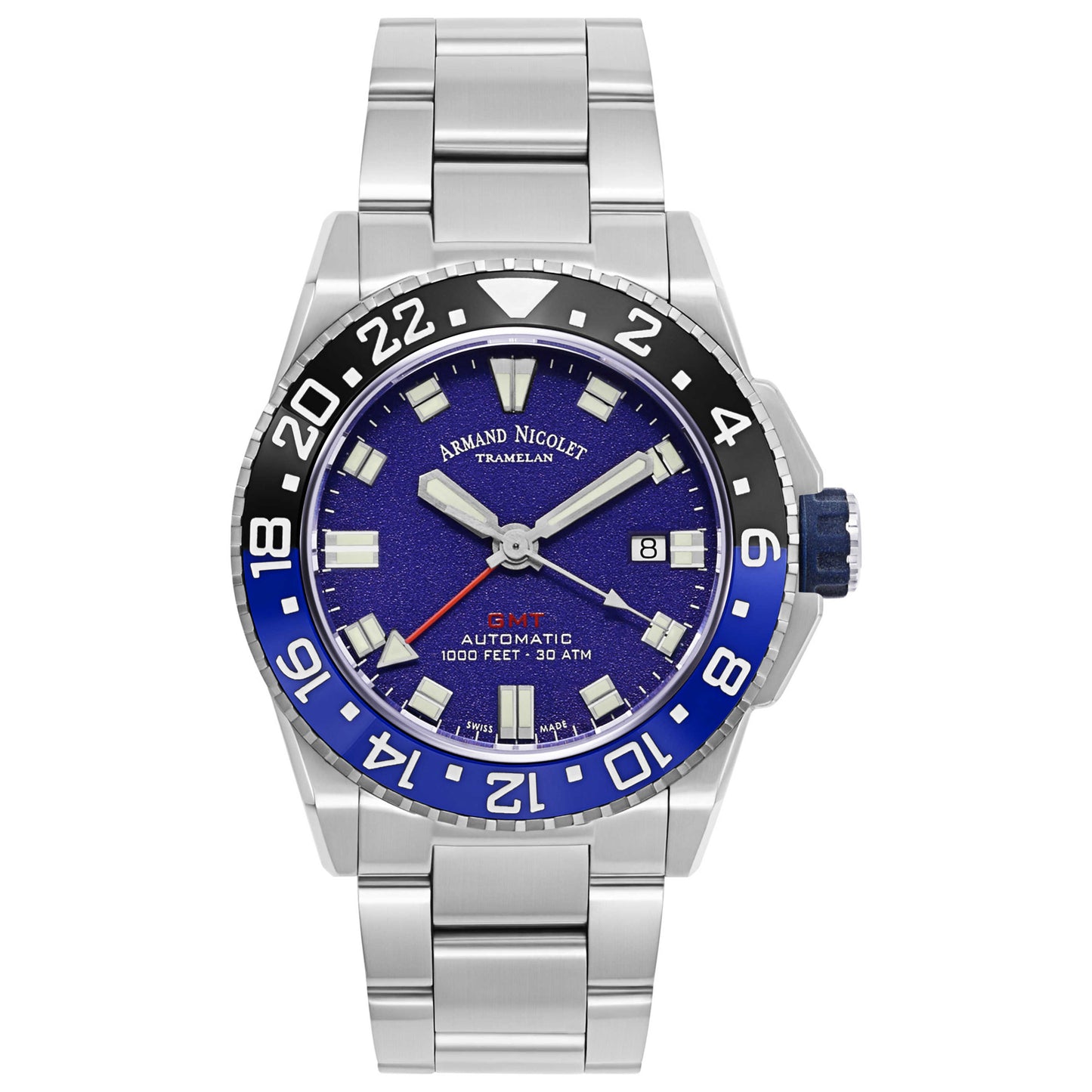 Front view of Armand Nicolet JS9 Men's Automatic Watch A486AGU-BU-MA4480AA