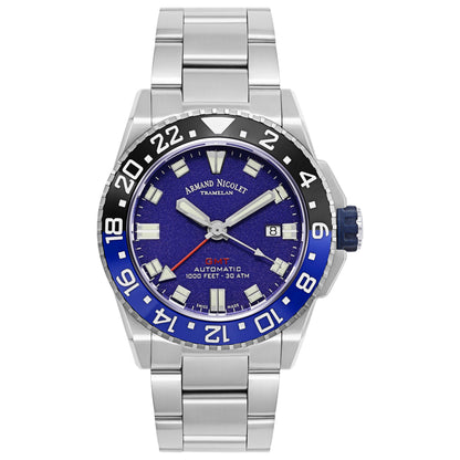 Front view of Armand Nicolet JS9 Men's Automatic Watch A486AGU-BU-MA4480AA