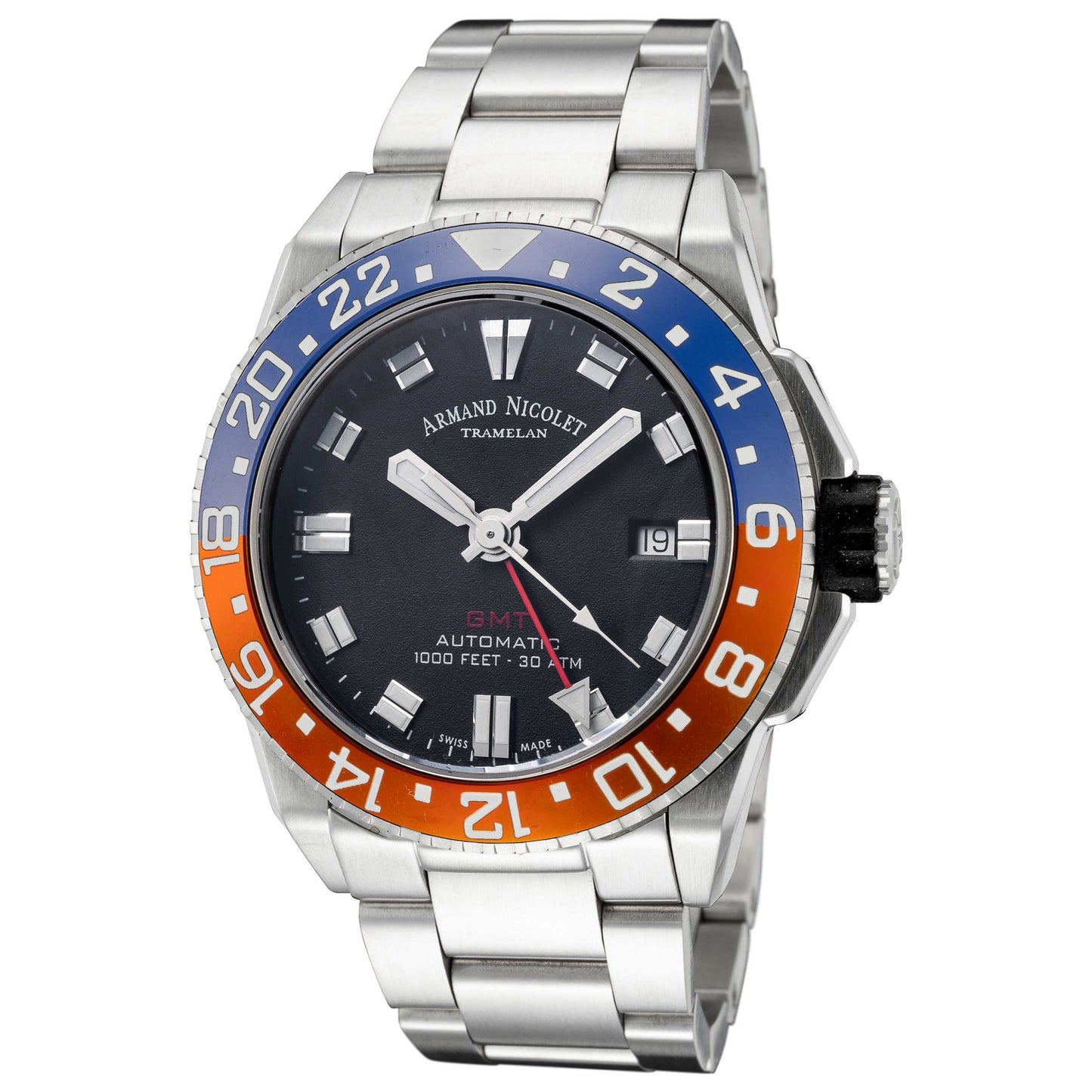 Front view of Armand Nicolet JS9 Men's Automatic Watch A486BGN-NR-MA448