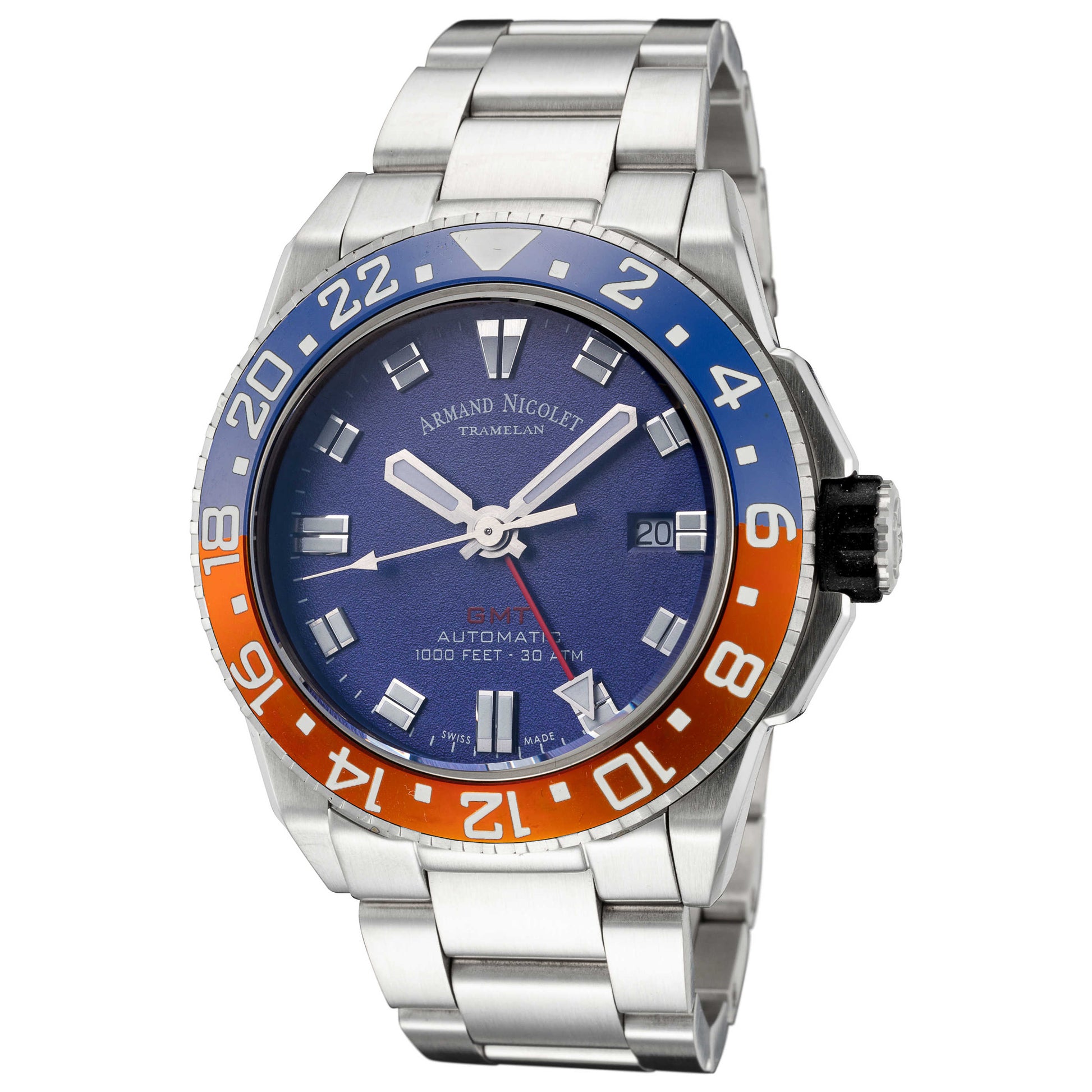 Front view of Armand Nicolet JS9 Men's Automatic Watch A486BGU-BU-MA44