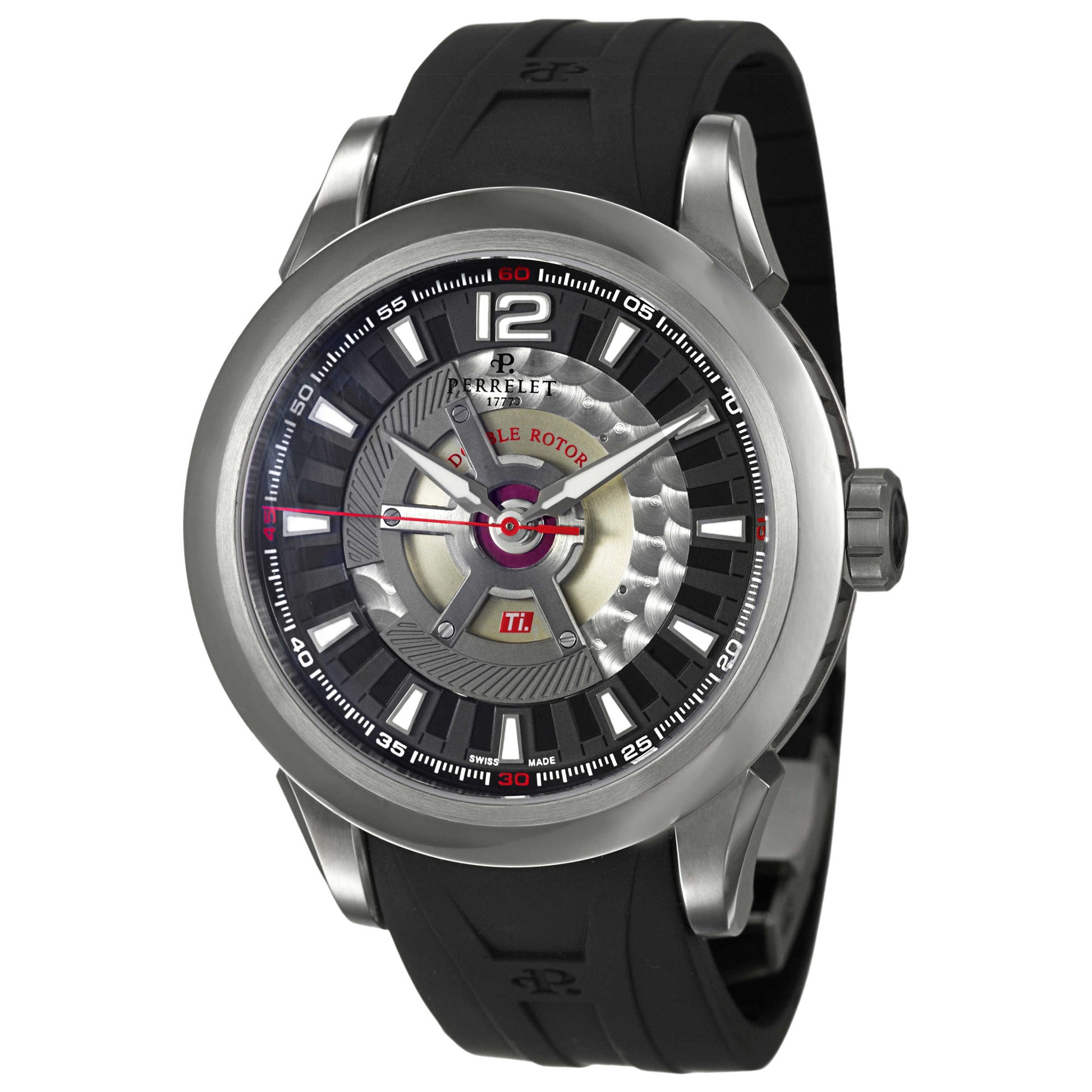 Front view of Perrelet Titanium Men's Automatic Watch A5002-2