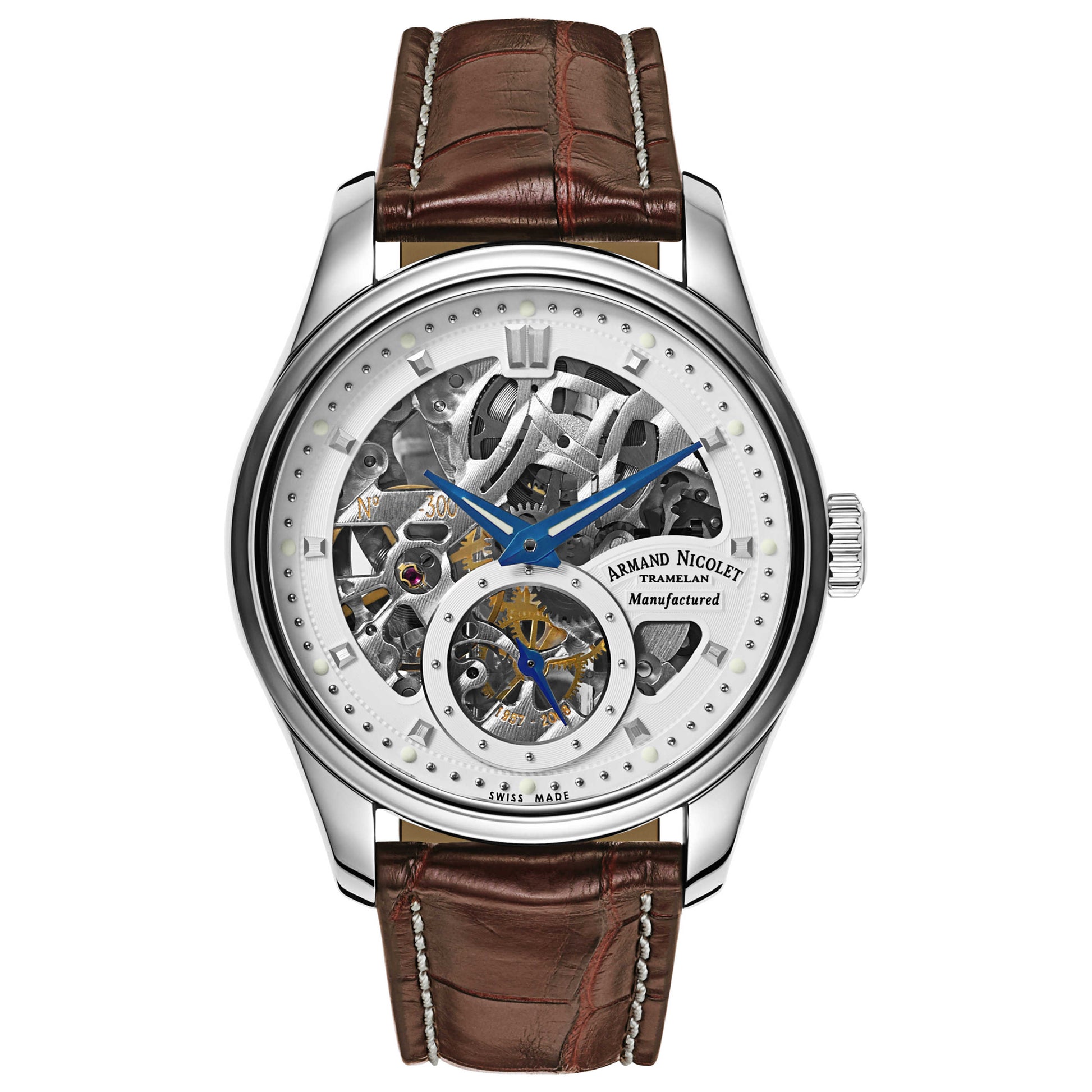 Front view of Armand Nicolet LR8 Men's Manual-Wind Watch A622AAA-AG-P713MR2