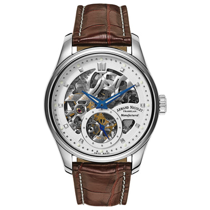 Front view of Armand Nicolet LR8 Men's Manual-Wind Watch A622AAA-AG-P713MR2
