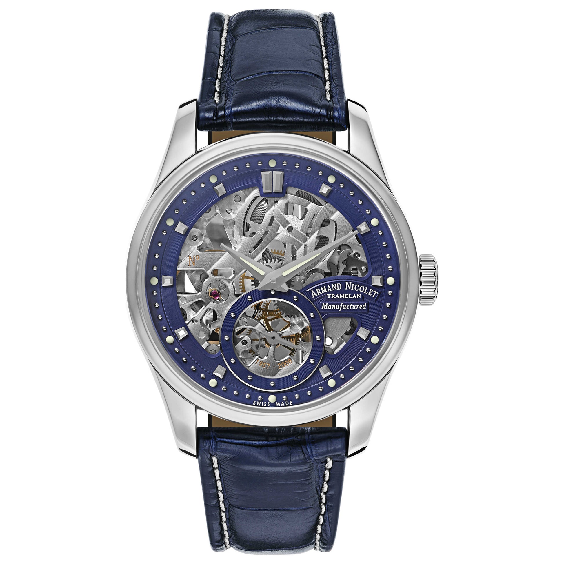 Front view of Armand Nicolet LR8 Men's Manual-Wind Watch A622AAA-BU-P713BU2