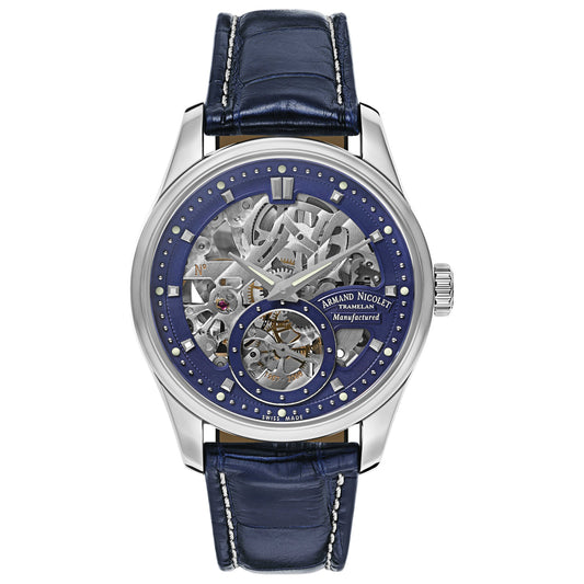 Front view of Armand Nicolet LR8 Men's Manual-Wind Watch A622AAA-BU-P713BU2