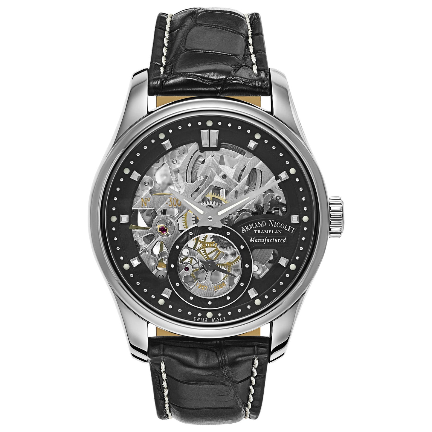 Front view of Armand Nicolet LR8 Men's Manual-Wind Watch A622AAA-NR-P713NR2