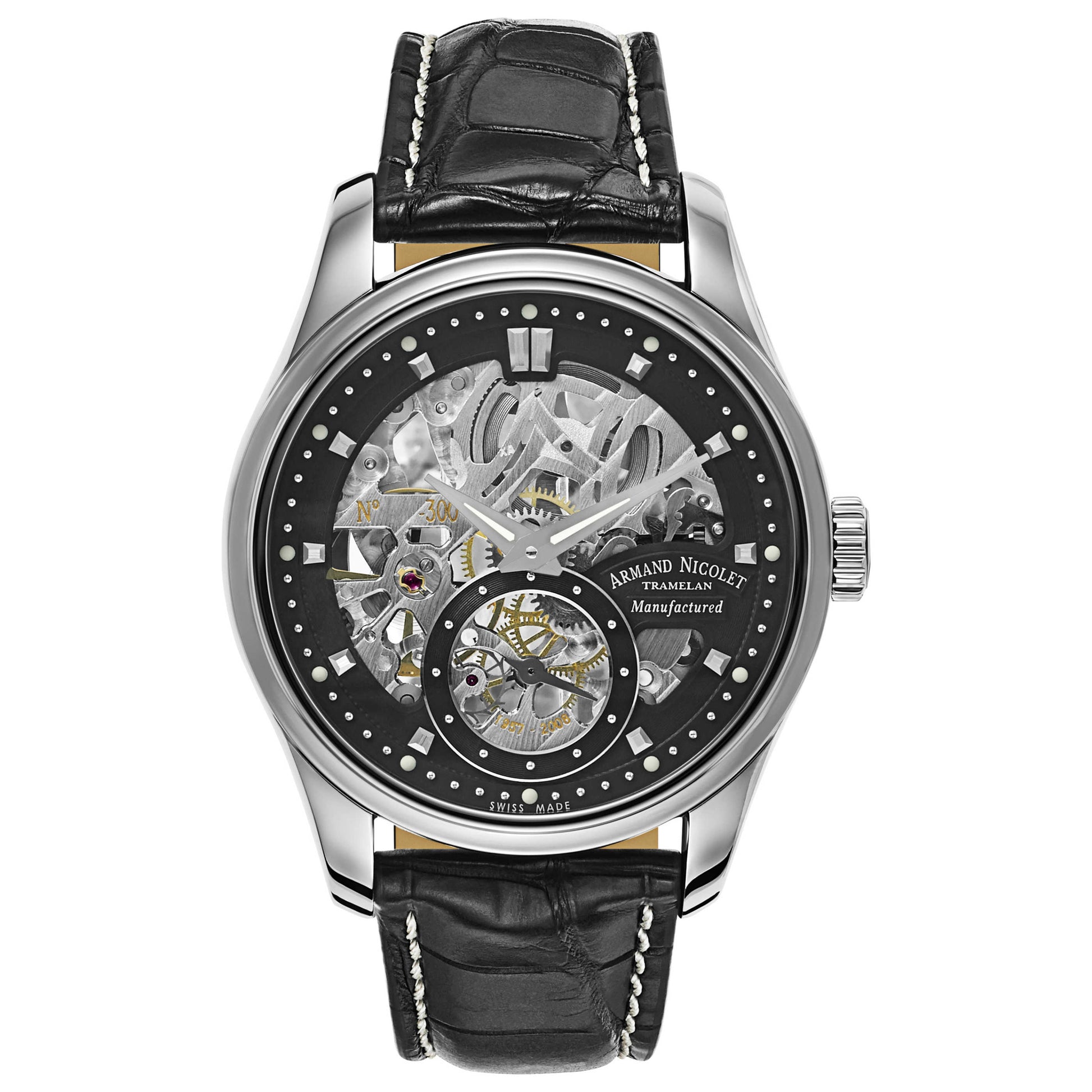 Front view of Armand Nicolet LR8 Men's Manual-Wind Watch A622AAA-NR-P713NR2