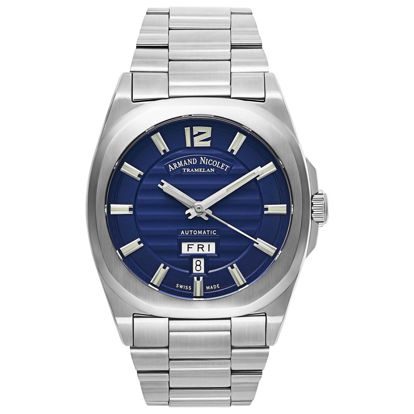 Front view of Armand Nicolet J09 Men's Automatic Watch A650AAA-BU-MA4650AA