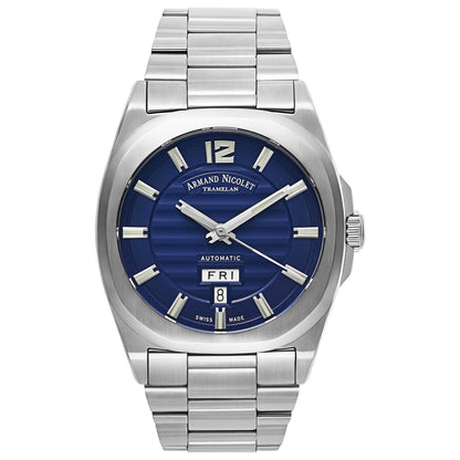 Front view of Armand Nicolet J09 Men's Automatic Watch A650AAA-BU-MA4650AA