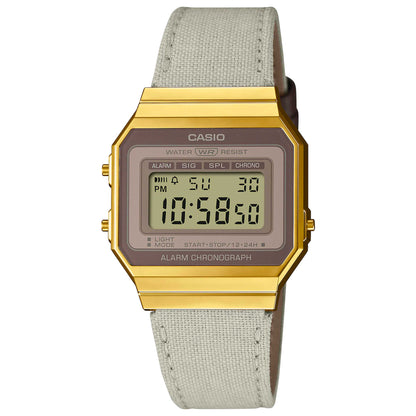 Front view of Casio Retro Vintage Unisex Quartz Watch A700WEGL-7AEF