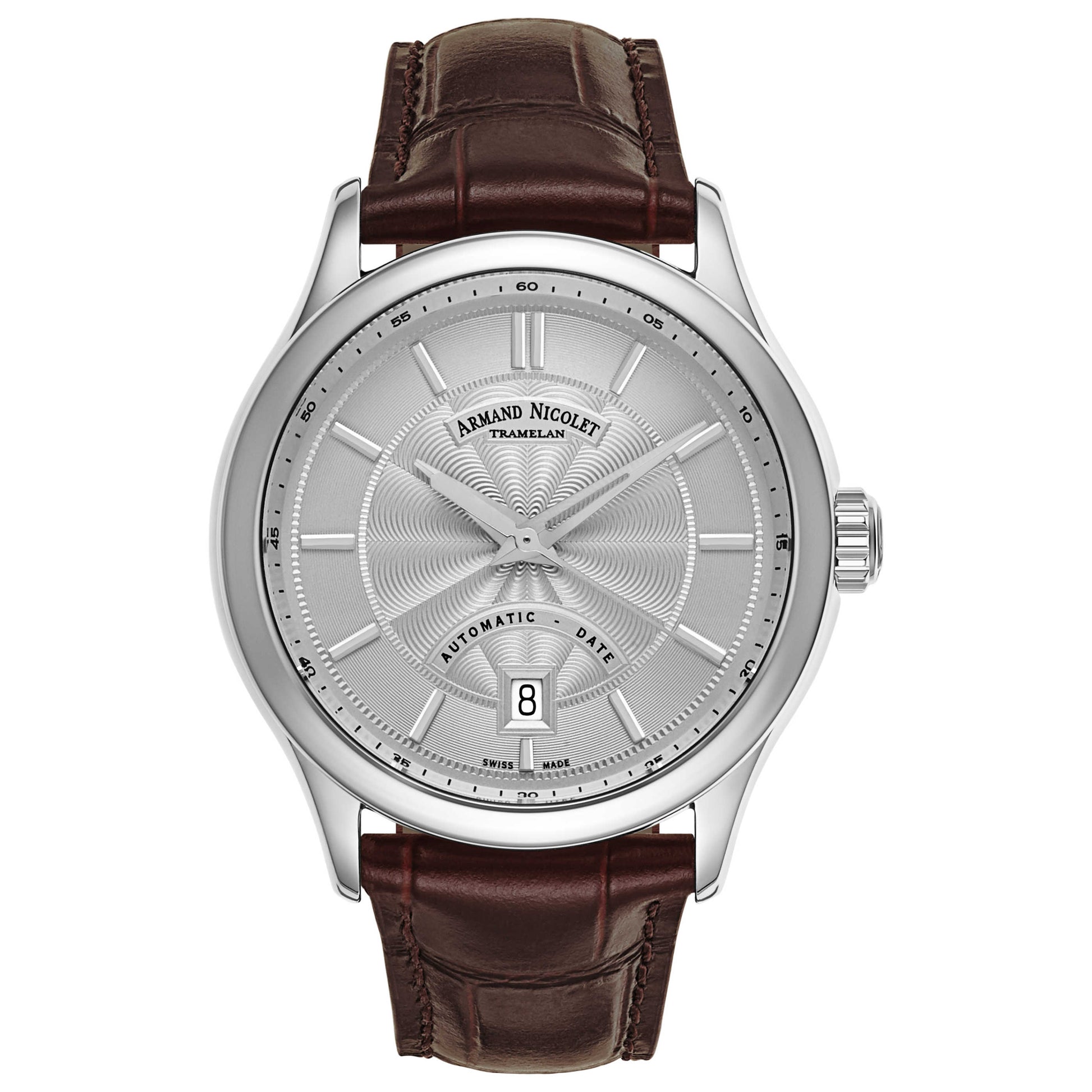 Front view of Armand Nicolet M02 Men's Automatic Watch A840BAA-AG-P840MR2
