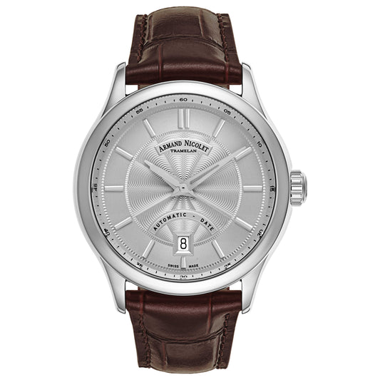 Front view of Armand Nicolet M02 Men's Automatic Watch A840BAA-AG-P840MR2
