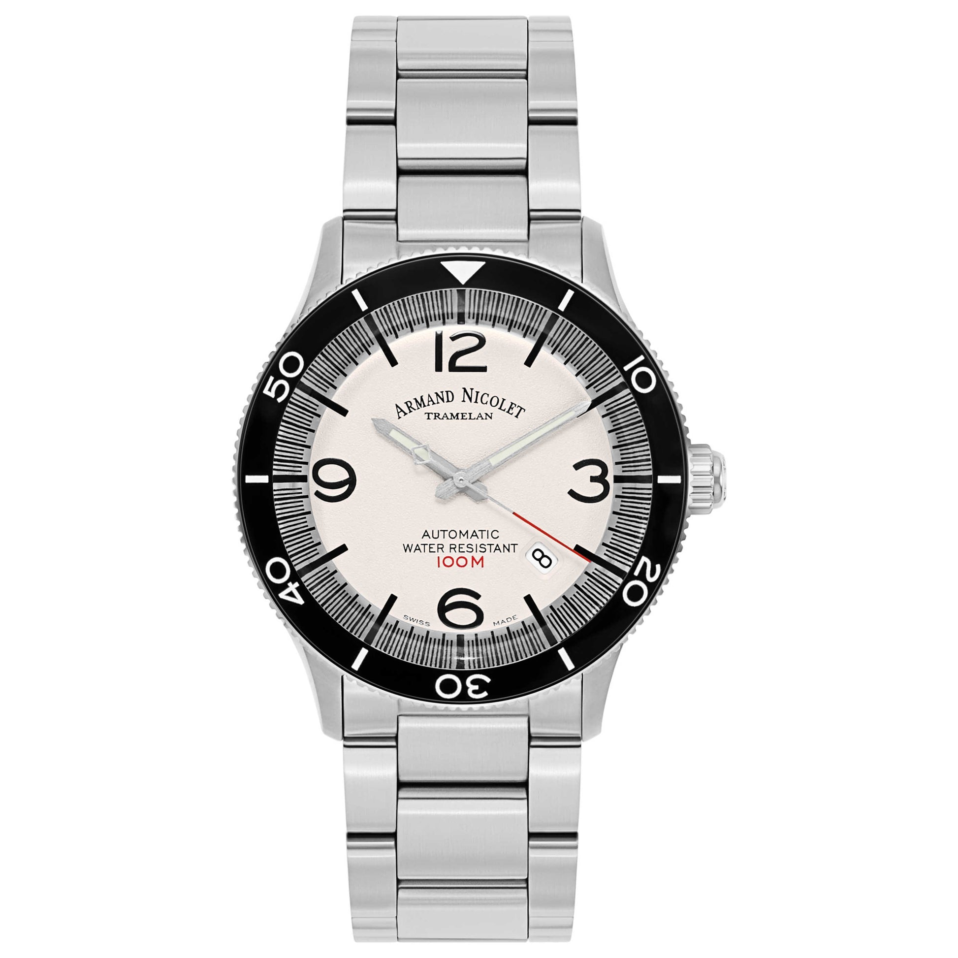 Front view of Armand Nicolet MA2 Men's Automatic Watch A890ANA-AG-M2890A