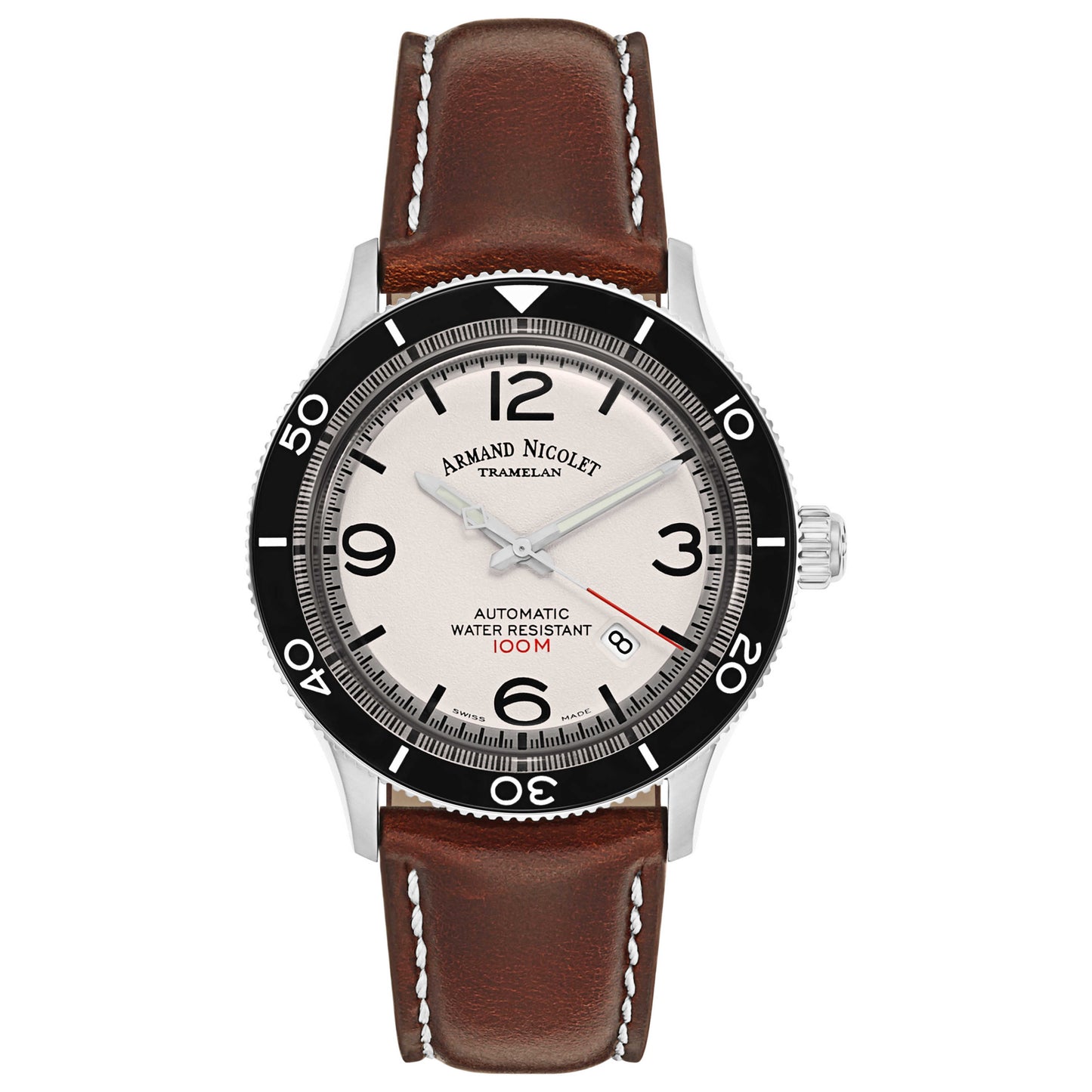 Front view of Armand Nicolet MA2 Men's Automatic Watch A890ANA-AG-P190MR2