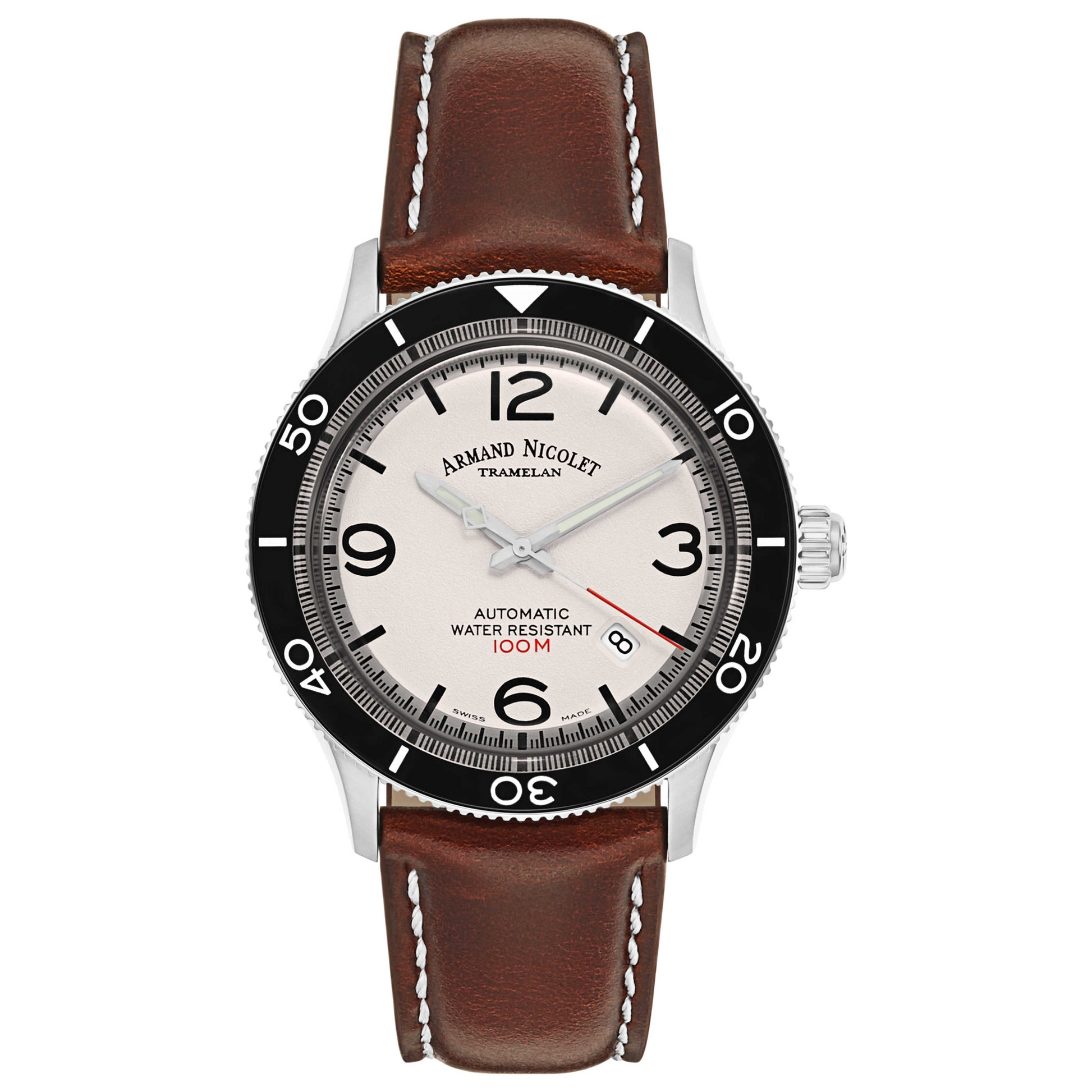 Front view of Armand Nicolet MA2 Men's Automatic Watch A890ANA-AG-P190MR2