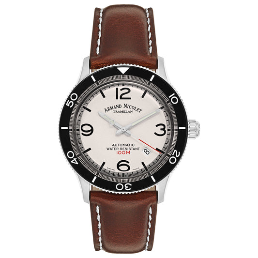 Front view of Armand Nicolet MA2 Men's Automatic Watch A890ANA-AG-P190MR2
