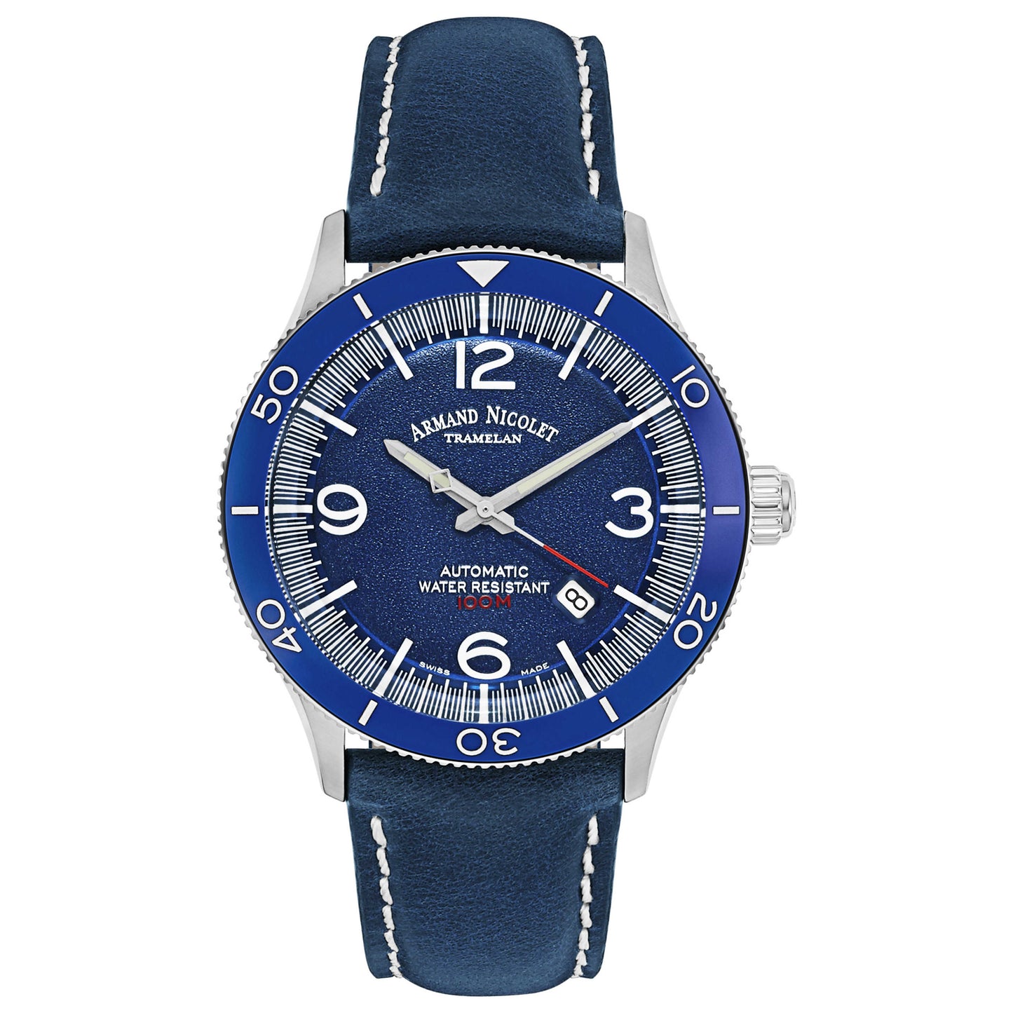 Front view of Armand Nicolet MA2 Men's Automatic Watch A890AUA-BU-P190BU2