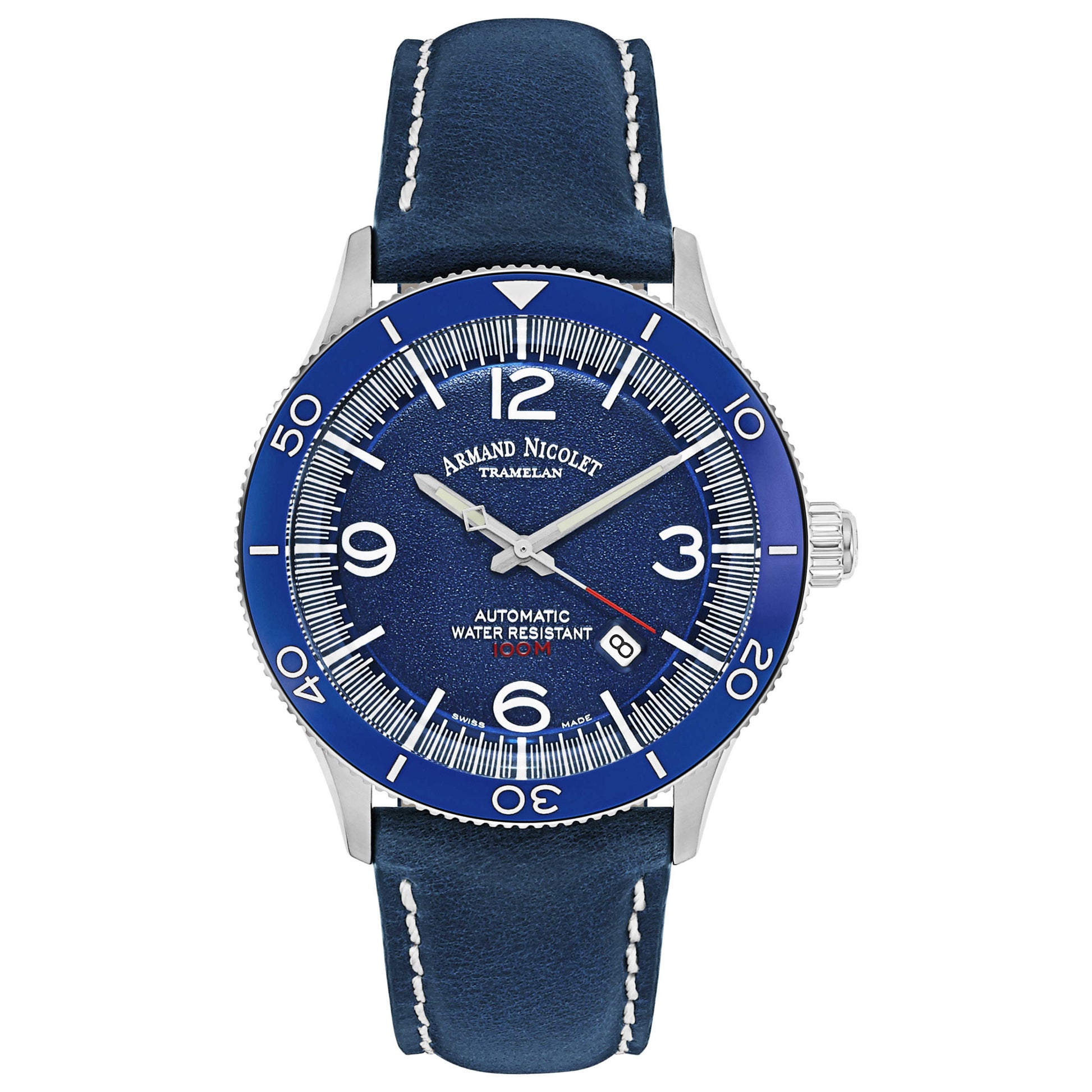 Front view of Armand Nicolet MA2 Men's Automatic Watch A890AUA-BU-P190BU2