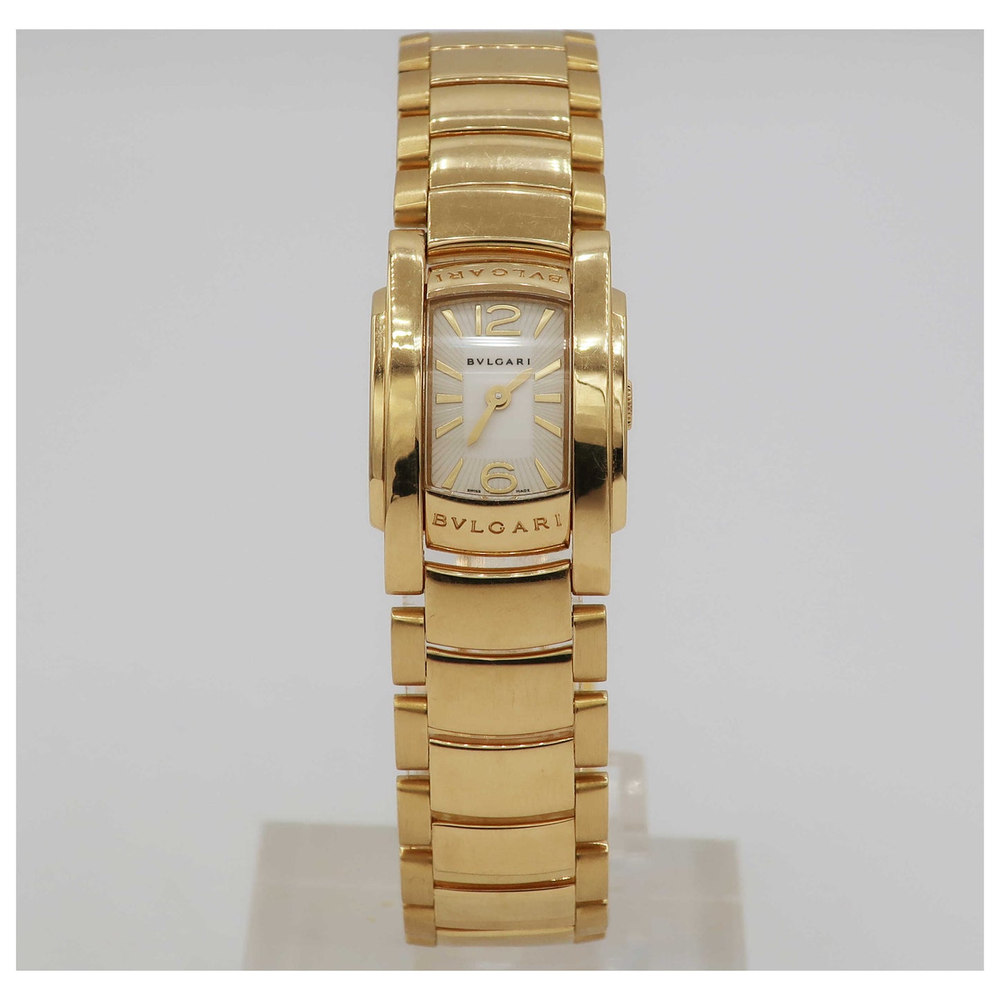 Front view of Bulgari Assioma Women's Swiss Quartz (Battery-Powered) Watch AA26WGG-PO