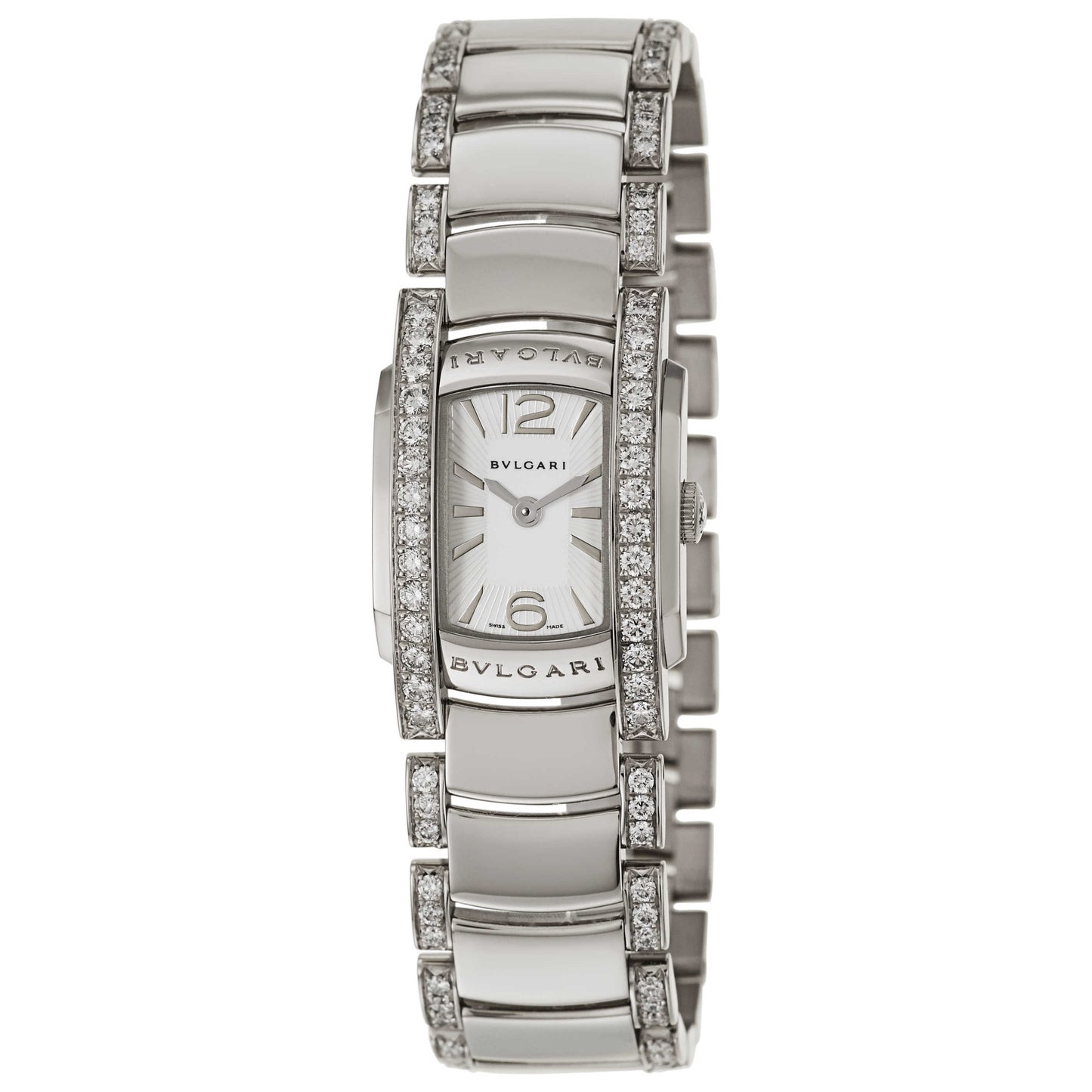 Front view of Bulgari Assioma Women's Swiss Quartz (Battery-Powered) Watch AAW26WGD1GD1