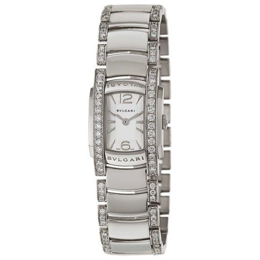 Front view of Bulgari Assioma Women's Swiss Quartz (Battery-Powered) Watch AAW26WGD1GD1
