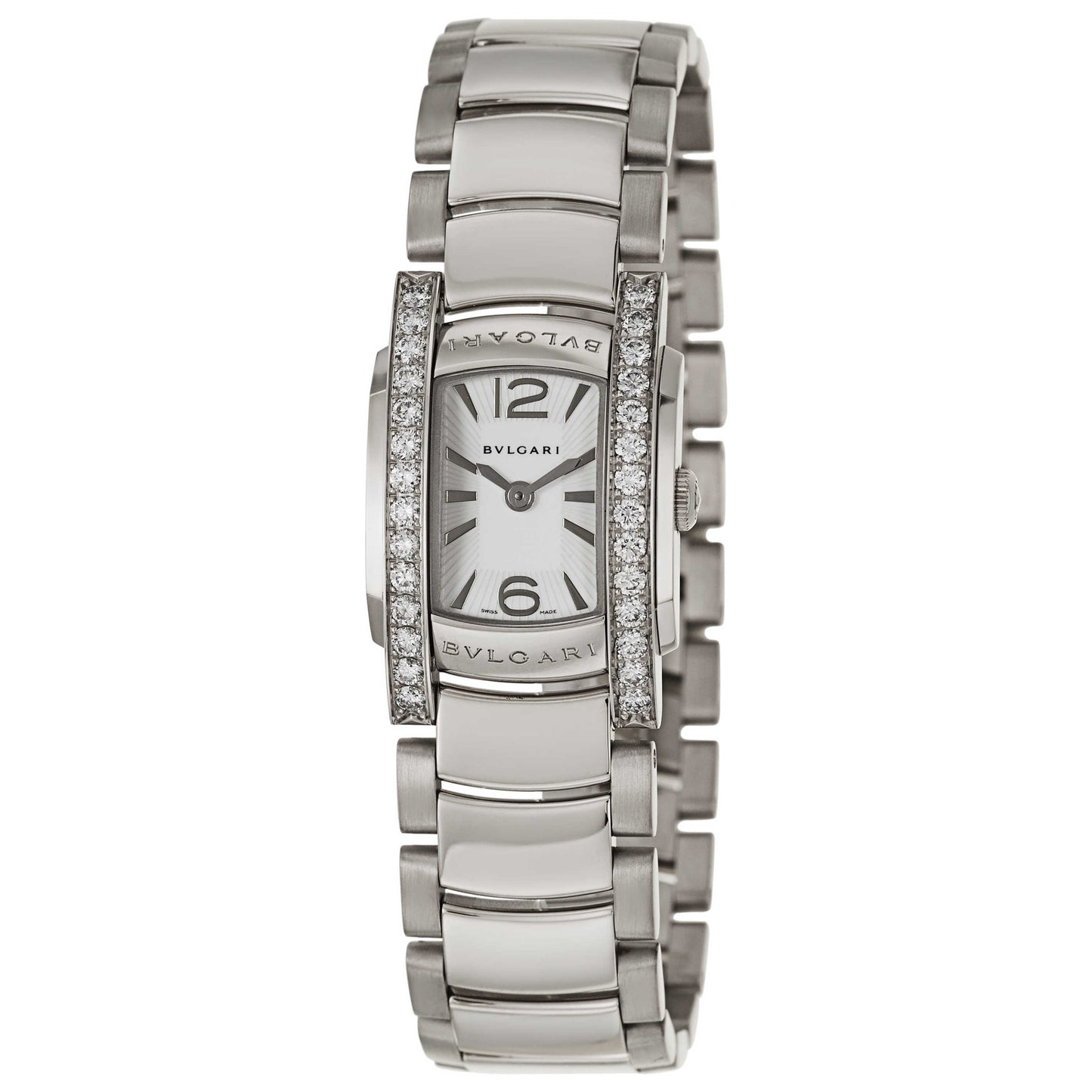 Front view of Bulgari Assioma Women's Swiss Quartz (Battery-Powered) Watch AAW26WGD1G