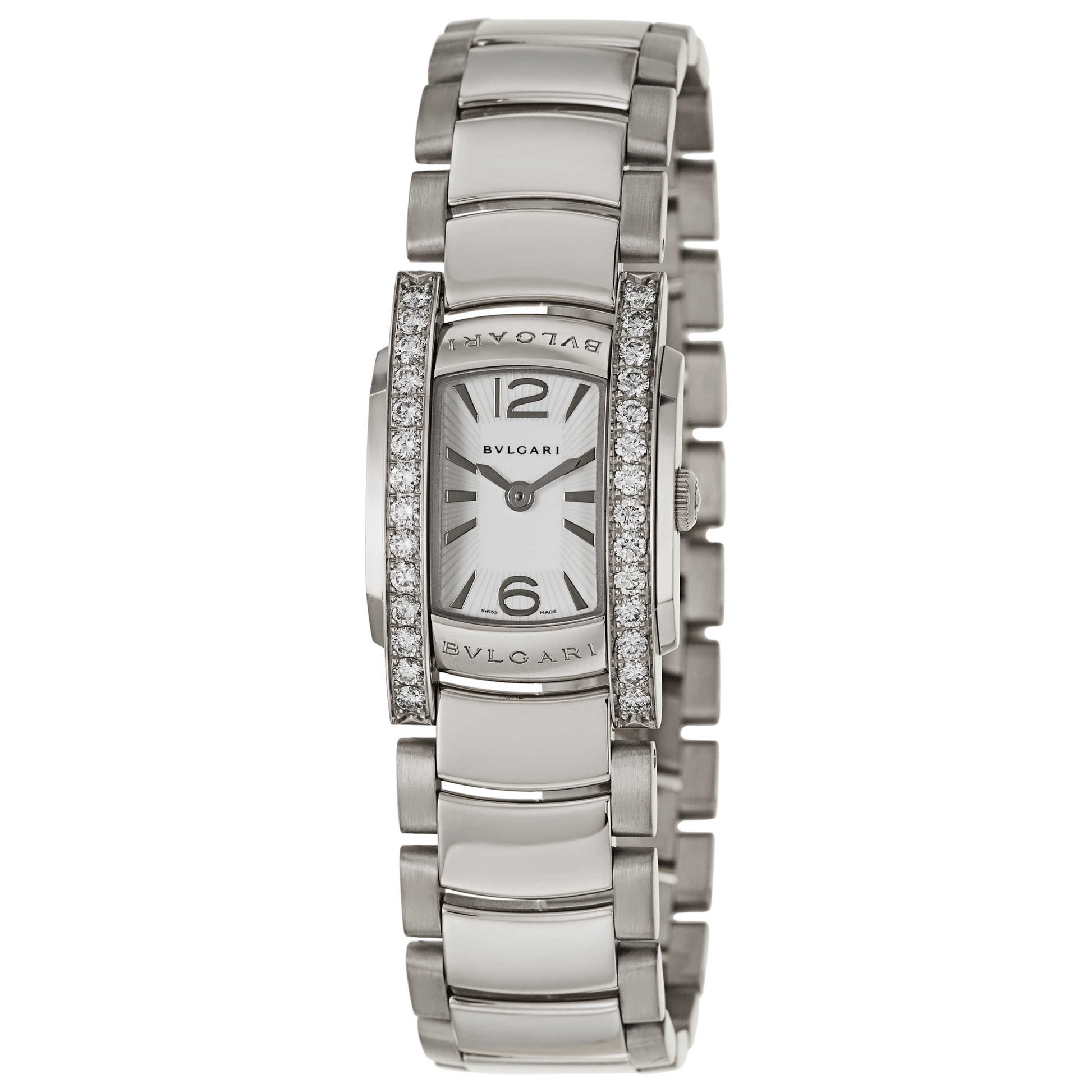 Front view of Bulgari Assioma Women's Swiss Quartz (Battery-Powered) Watch AAW26WGD1G