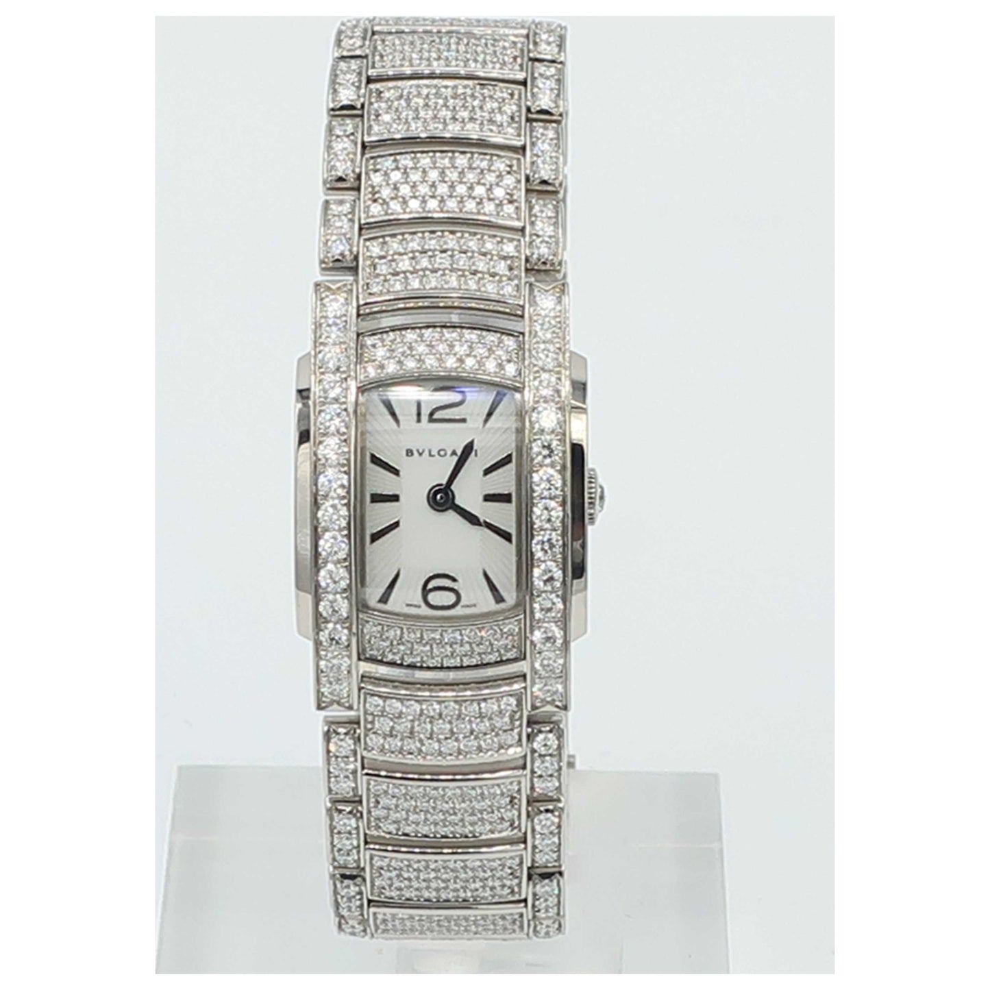 Front view of Bulgari Assioma Women's Swiss Quartz (Battery-Powered) Watch AAW26WGD2GD2-SD