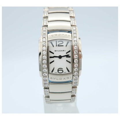 Front view of Bulgari Assioma Women's Swiss Quartz (Battery-Powered) Watch AAW31WGD1GD1-SD