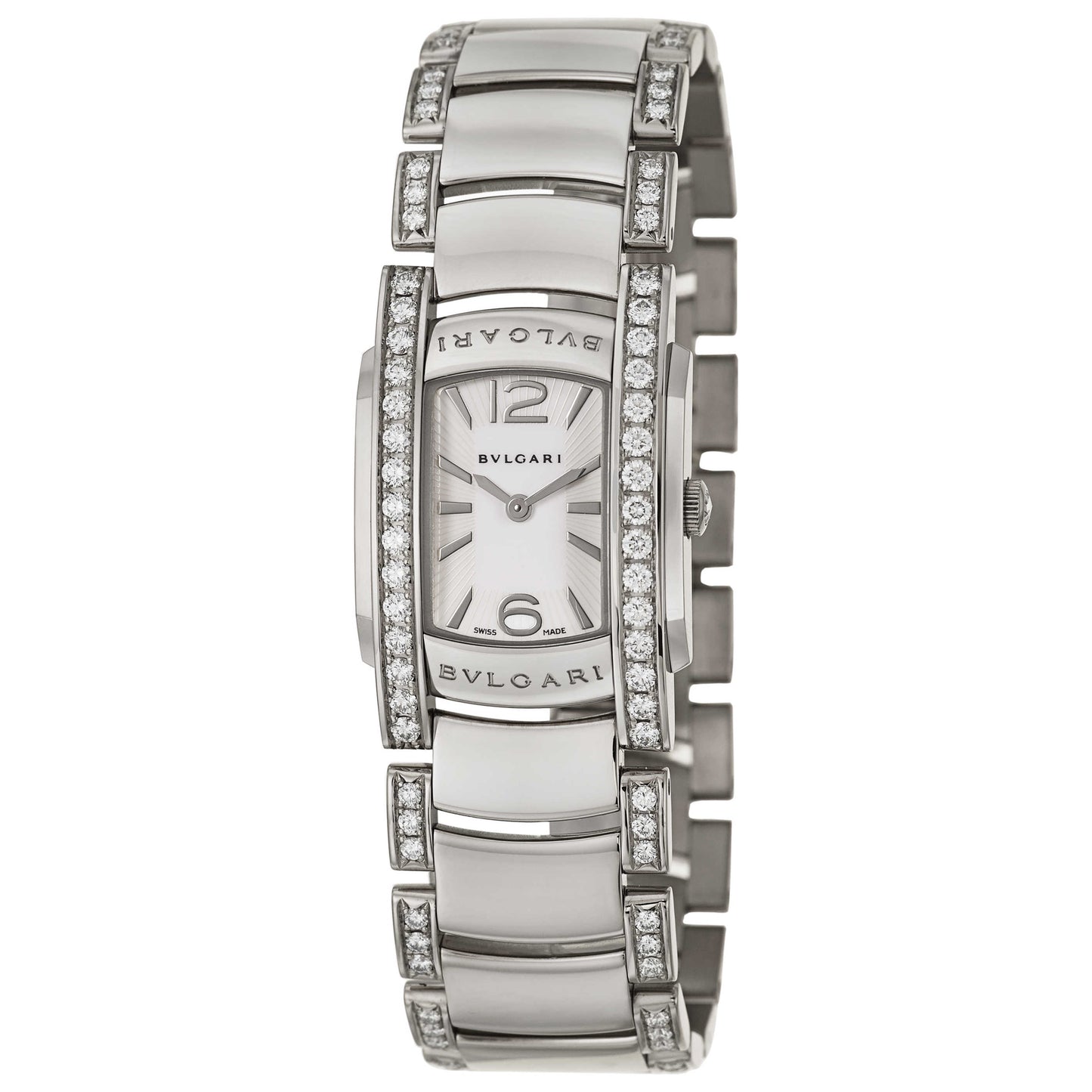 Front view of Bulgari Assioma Women's Swiss Quartz (Battery-Powered) Watch AAW31WGD1GD1