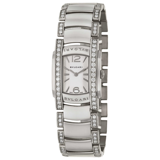Front view of Bulgari Assioma Women's Swiss Quartz (Battery-Powered) Watch AAW31WGD1GD1