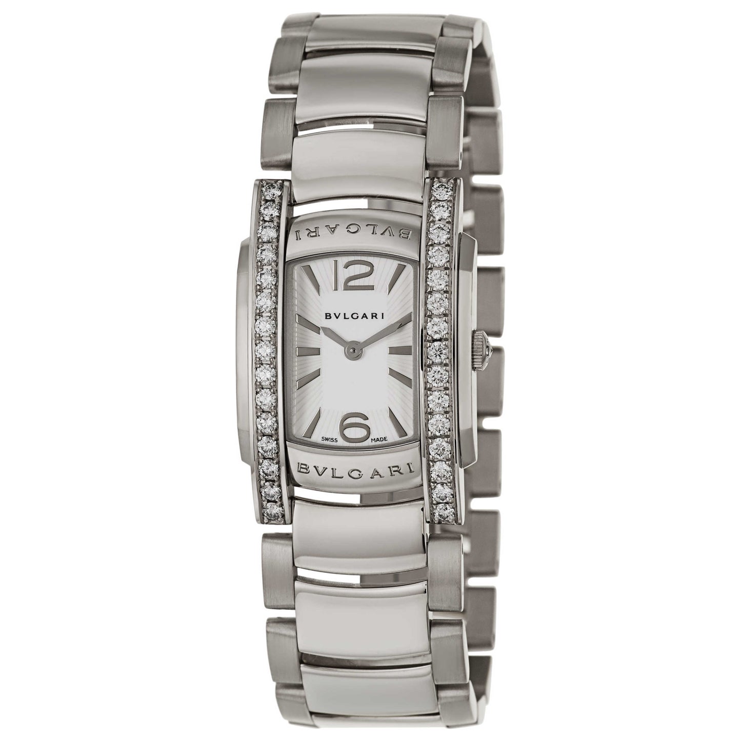 Front view of Bulgari Assioma Women's Swiss Quartz (Battery-Powered) Watch AAW31WGD1G