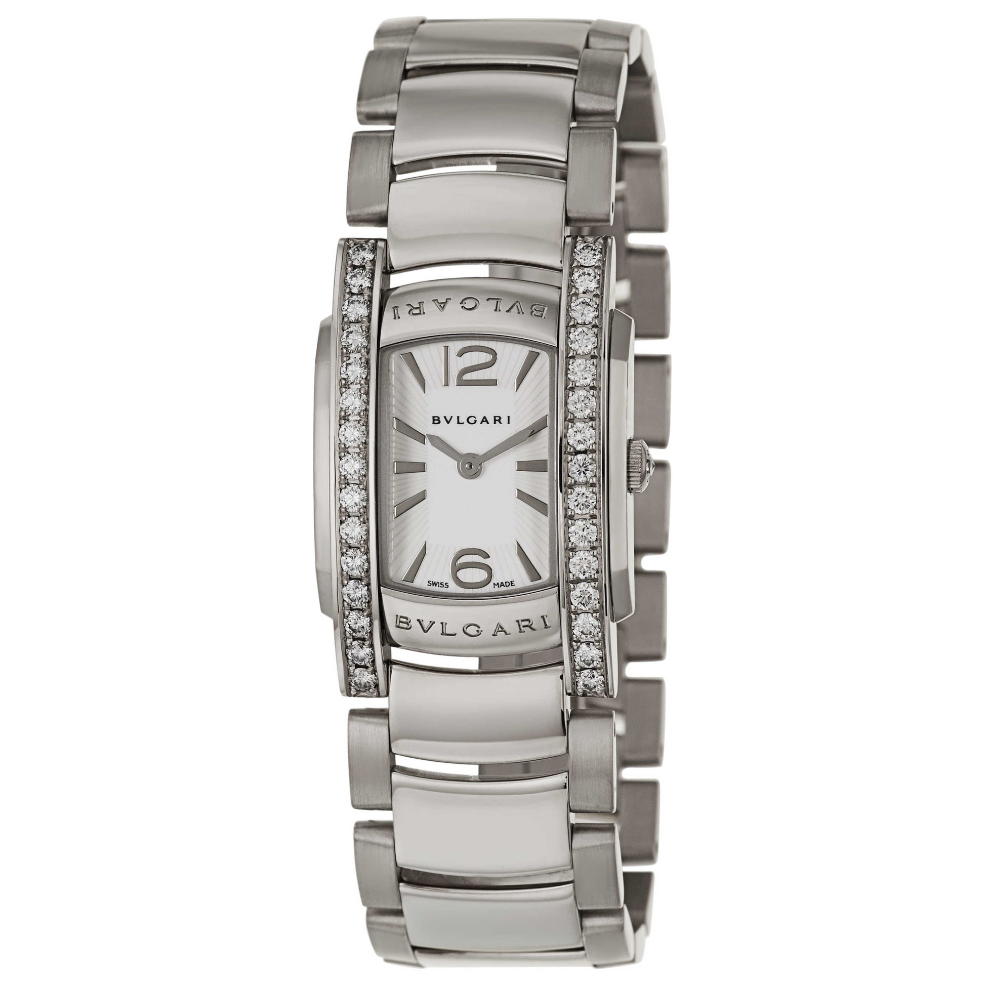 Front view of Bulgari Assioma Women's Swiss Quartz (Battery-Powered) Watch AAW31WGD1G